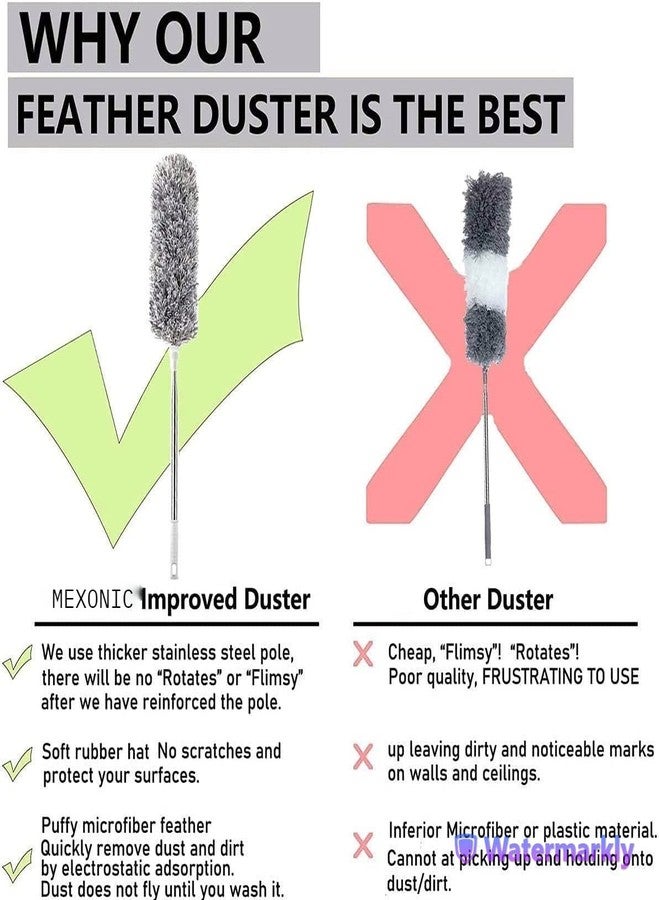 MEXONIC Microfiber Feather Duster Bendable & Extendable Fan Cleaning Duster with 100 inches Expandable Pole Handle Washable Duster for High Ceiling Fans,Window Blinds, Furniture - Image 4